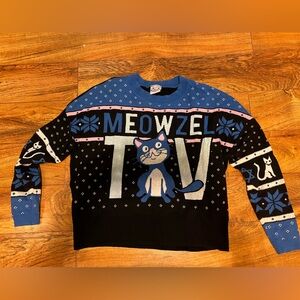 Well Worn Hanukkah Ugly Cat Sweater, L